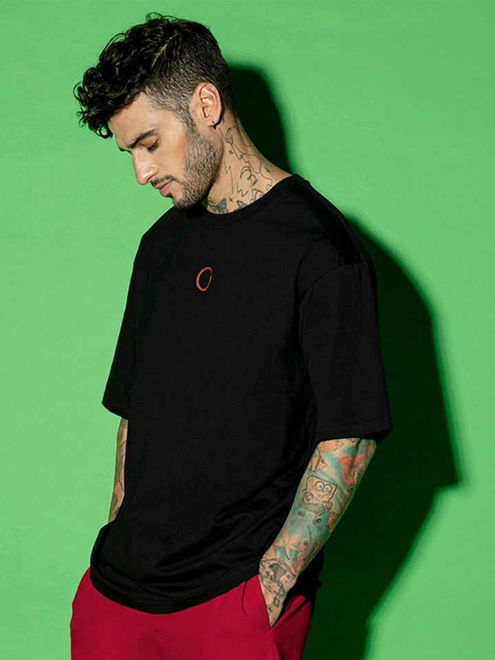 Bewakoof Men Black Typography Back Print Oversized T-shirt