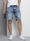 The Indian Garage Co Men Blue Slim Fit Denim Shorts