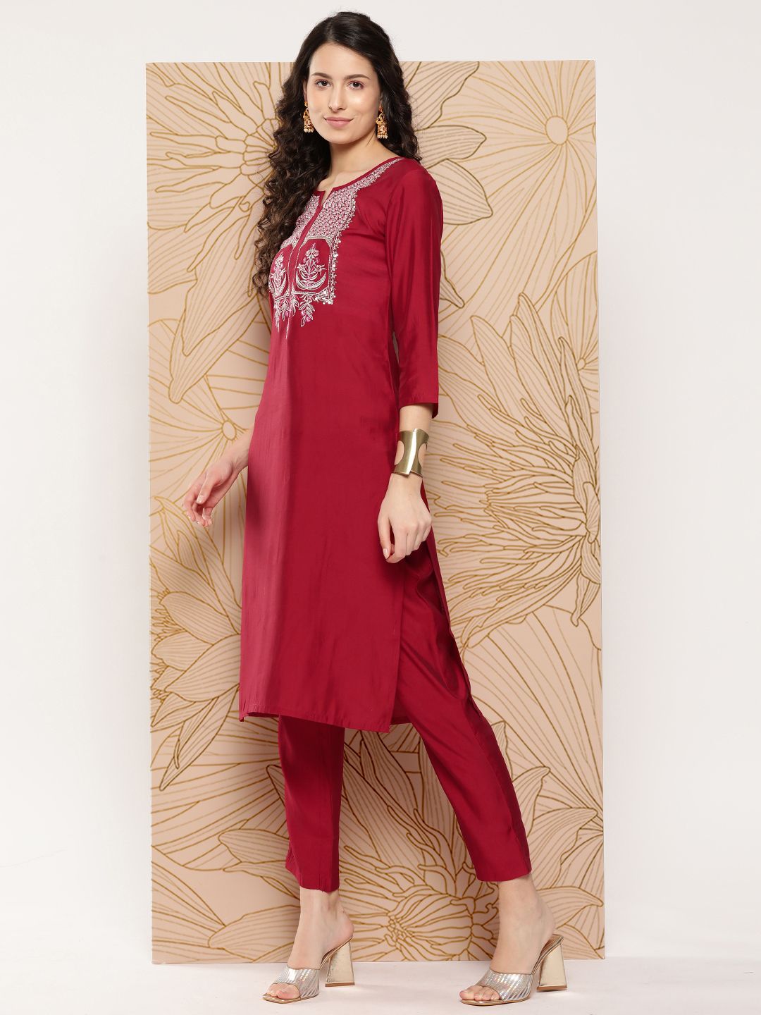 Varanga Women Ethnic Motifs Embroidered Sequinned Kurta with Trousers & With Dupatta