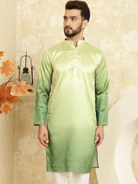 SOJANYA Ombre Printed Sequinned Silk Cotton Kurta