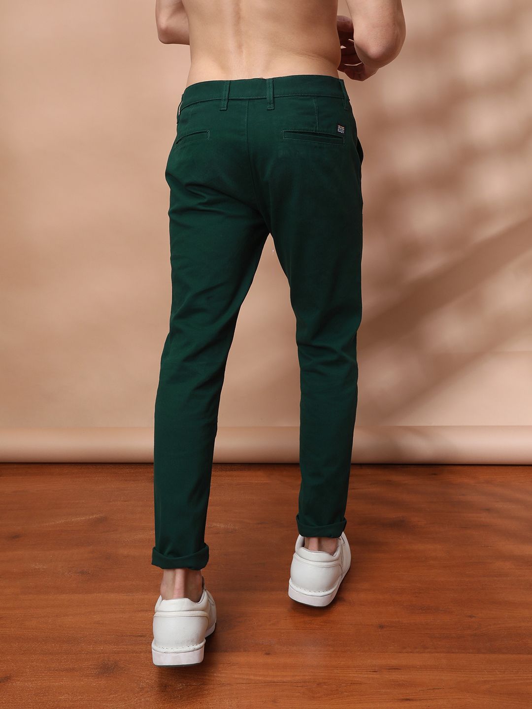 The Indian Garage Co Men Green Slim Fit Chinos Trousers