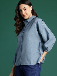 DressBerry Pure Cotton Drop-Shoulder Sleeve Shirt