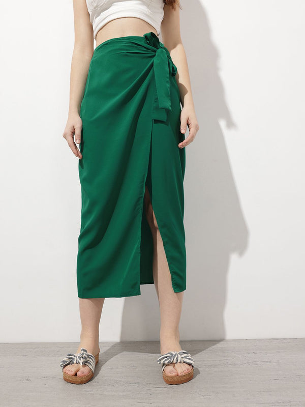 DressBerry Easy Breezy Vibes Bow Down Wrap Midi Skirt