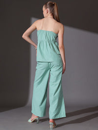STREET 9 Solid Off Shoulder Top With Flared Trousers Co-Ords