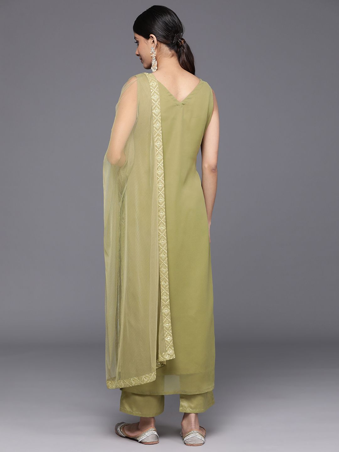 Libas Women Ethnic Motifs Embroidered Regular Sequinned Kurta with Trousers & With Dupatta