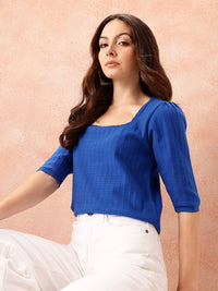 all about you Open Knit Puff Sleeve Top