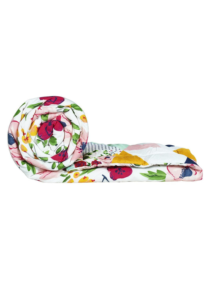 Story@home Pink & White Floral 180 GSM AC Room Reversible Double Bed Comforter