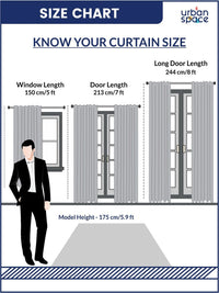 URBAN SPACE Blue 2 Pieces Sheer Long Door Curtain