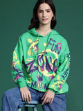 DressBerry Printed Hooded Longline Sweatshirt