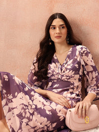 all about you Floral Print Twisted A-Line Midi Dress