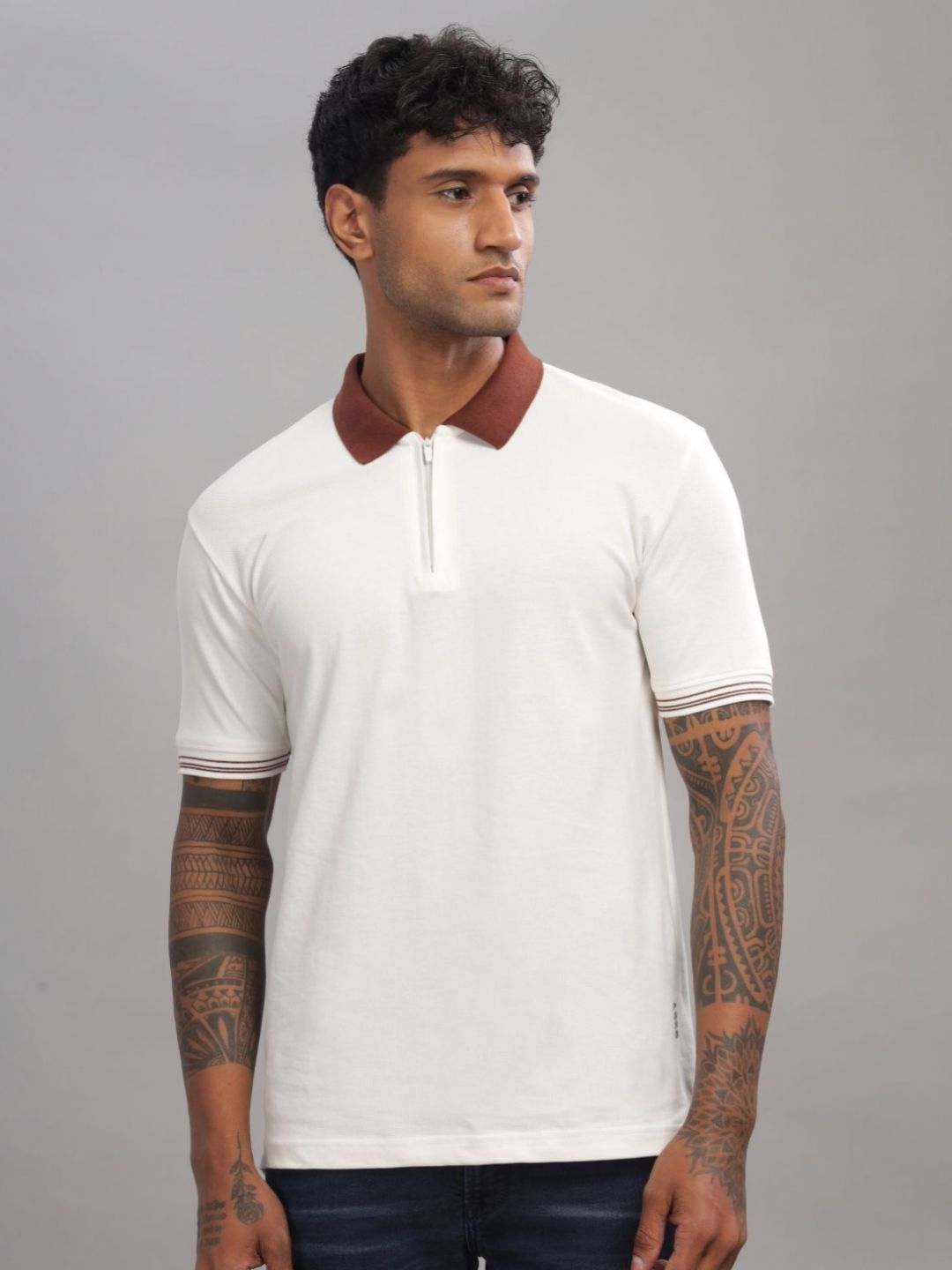 T-Shirt Kapas Kolar Polo Pepejal ADRO Lelaki