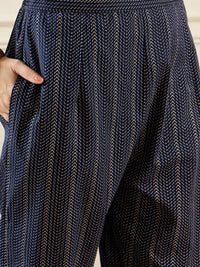 Indo Era Geometric Printed V-Neck Pure Cotton Straight Kurta With Trousers