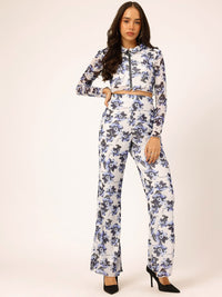 DressBerry Floral Printed Breezy Mesh Fabric Co-Ord Set