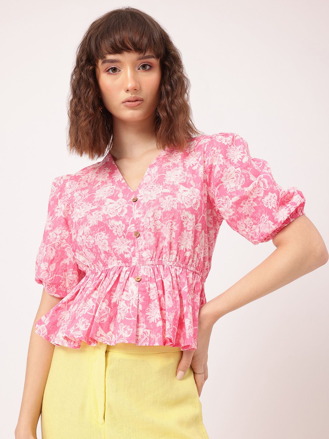 DressBerry Serene Petals Floral Peplum Top