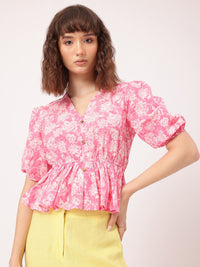 DressBerry Serene Petals Floral Peplum Top
