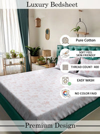 Moda Rapido X KLOTTHE Cadar Putih Bunga 400 TC dengan 2 Sarung Bantal