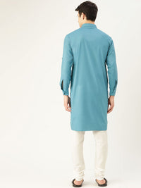 SOJANYA Men Blue Solid Pathani Kurta