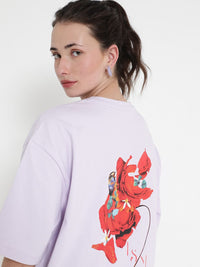 Rareism grafik dicetak bulat leher bahu T Shirt