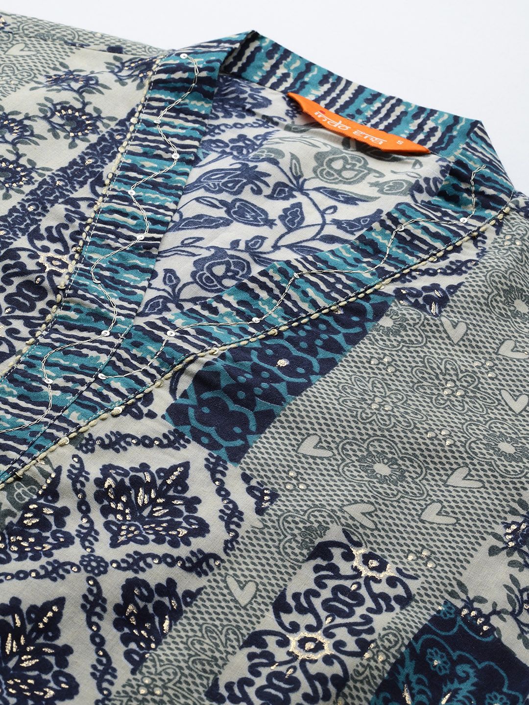 Indo Era Women Ethnic Motifs Printed Pure Cotton Kurta with Trousers & With Dupatta