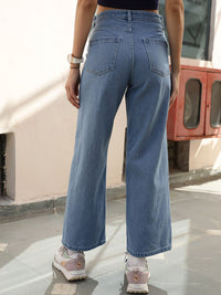STREET 9 Women Jean Wide Leg High-Rise Pure Cotton Jeans