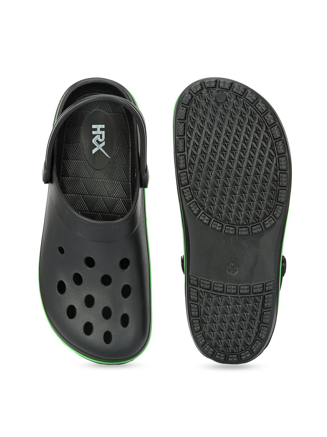 HRX by Hrithik Roshan Men Black & Green Rubber Clogs