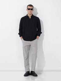 The Indian Garage Co Men Relaxed Fit Solid Dobby Resort Wear Shirt
