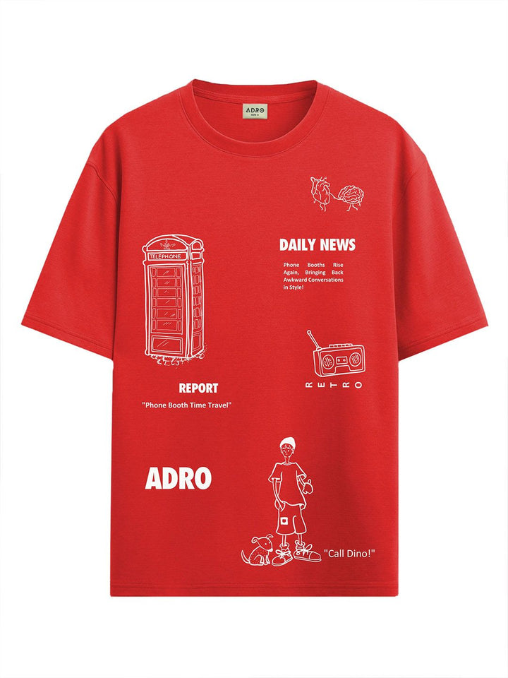 ADRO Men Graphic Printed Round Neck Cotton Oversized T-Shirt
