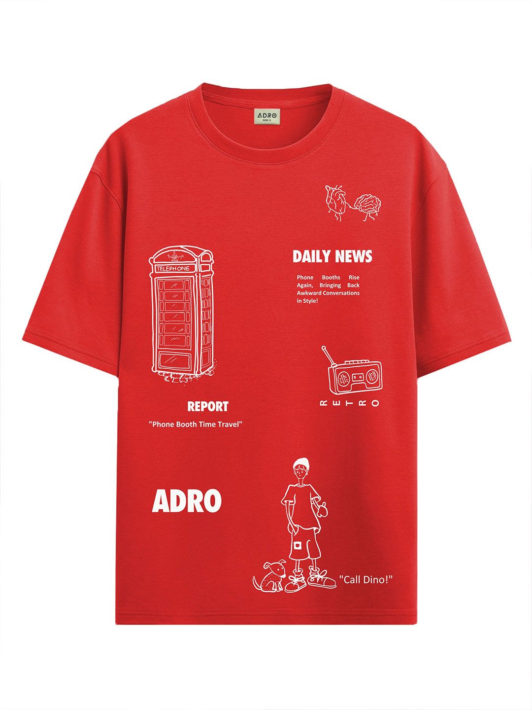 ADRO Men Graphic Printed Round Neck Cotton Oversized T-Shirt