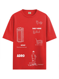 ADRO Men Graphic Printed Round Neck Cotton Oversized T-Shirt