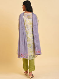 W Floral Printed Regular Kurta With Trousers & Dupatta