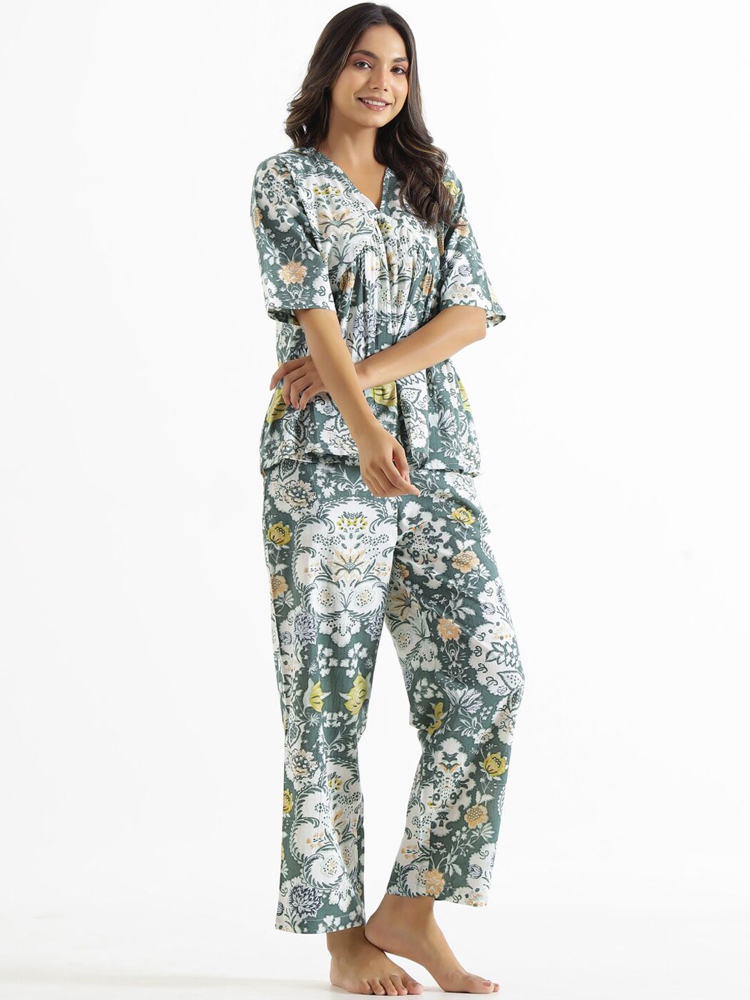 SANSKRUTIHOMES Printed Pure Cotton Night Suit