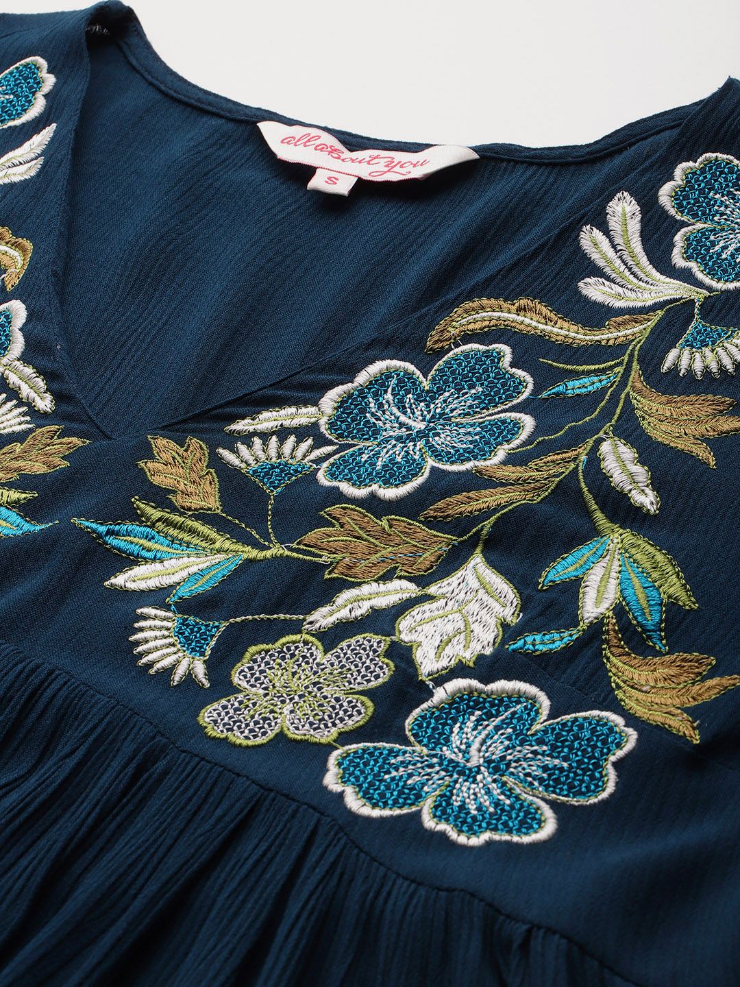 all about you Floral Embroidered Empire Mini Dress