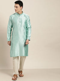 SOJANYA Men Blue Woven Design Straight Kurta
