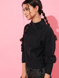 STREET 9 Women Black Cable Knit Sweater
