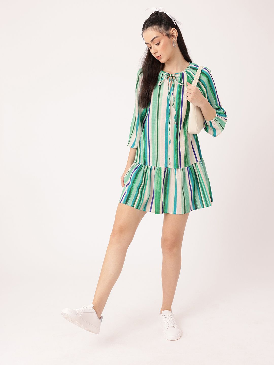 DressBerry Feminine Flair Sweet Striped A-Line Mini Dress