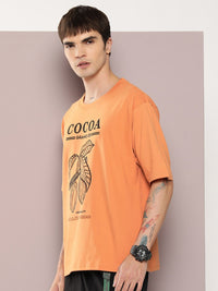 DILLINGER Men Graphic Printed Oversized Drop-Shoulder Sleeves Pure Cotton T-shirt