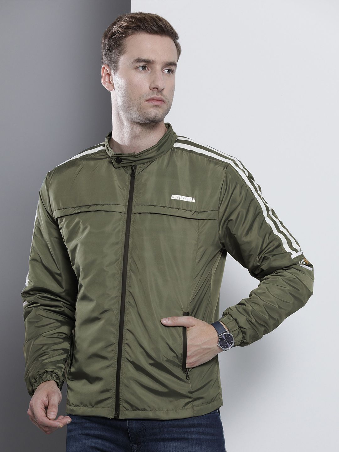 The Indian Garage Co Men Zip-Front Slim Fit Biker Jacket