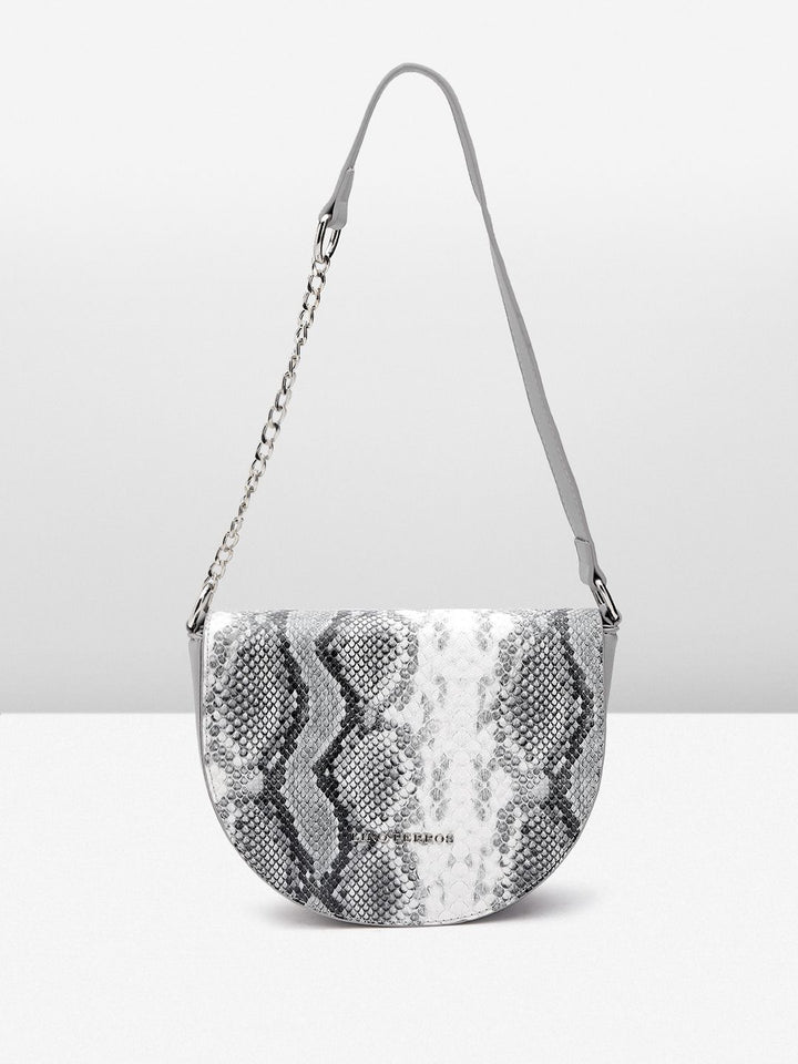 Lino Perros Snake Skin Textured Structured Shoulder Bag