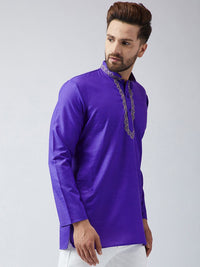 SOJANYA Lelaki Ungu Solid Kurta Lurus