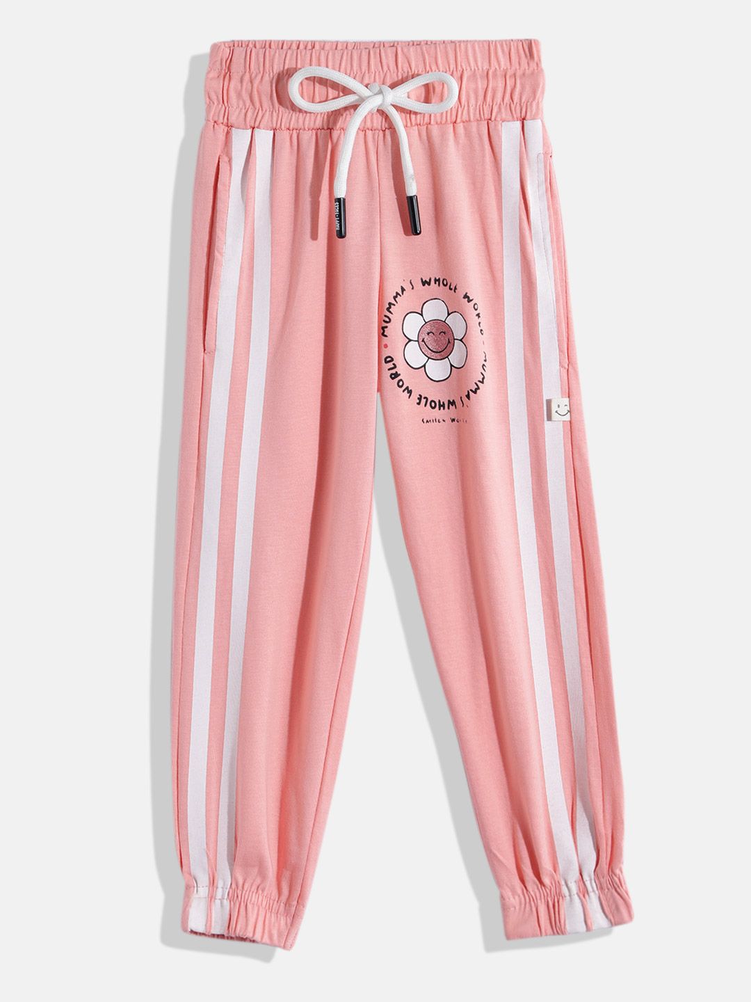 Happy Faces Girls Striped Pure Cotton Joggers