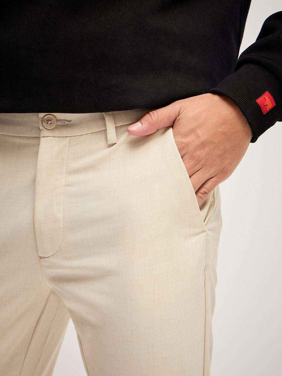THE BEAR HOUSE Men Solid 4 Way Stretch Formal Trouser