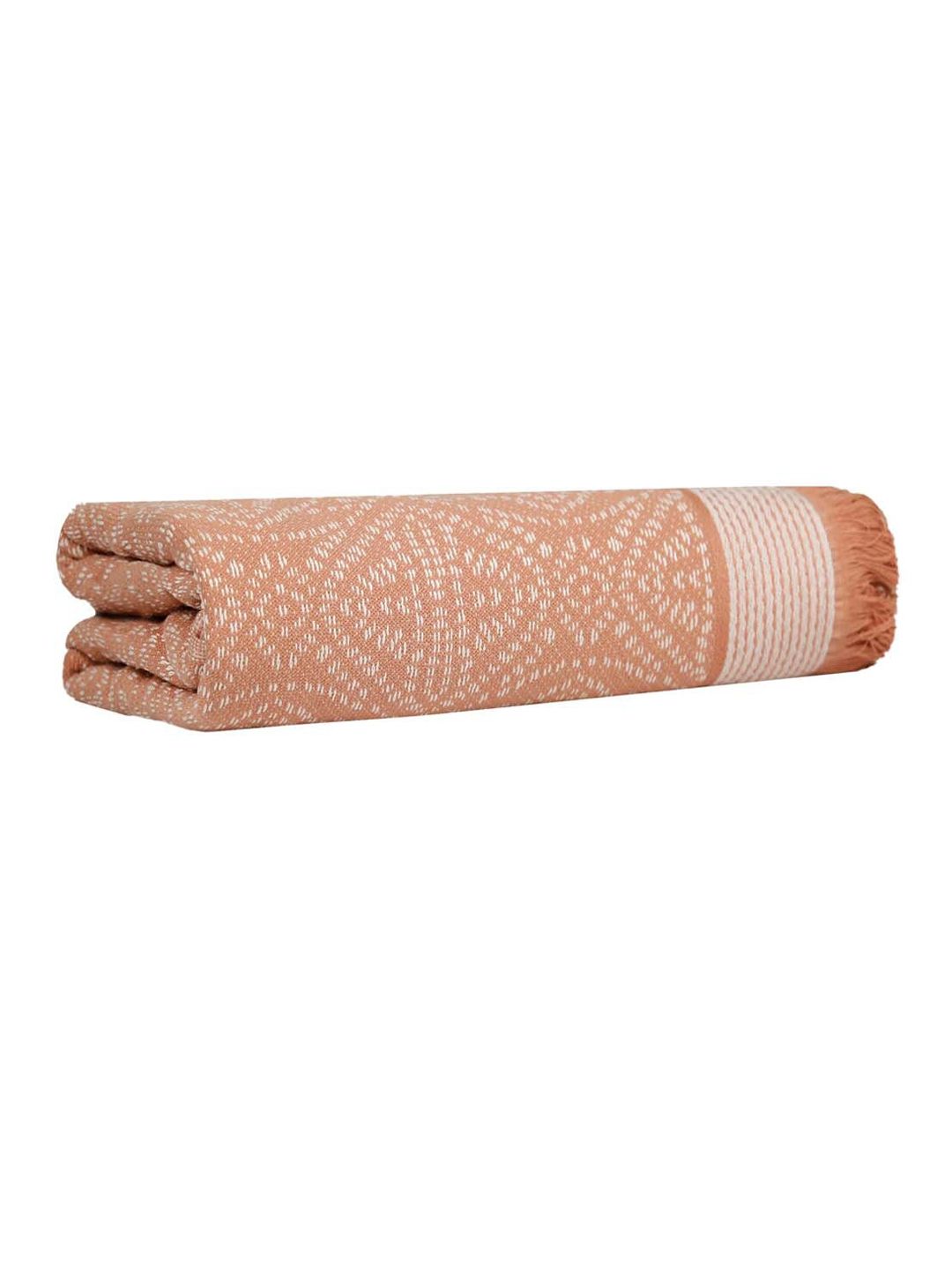 MYTRIDENT Orange-Coloured & White Ethnic Motifs Printed Cotton 500 GSM Bath Towel