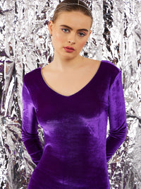 STREET 9  Embellished Long Sleeves Velvet Bodycon Dress