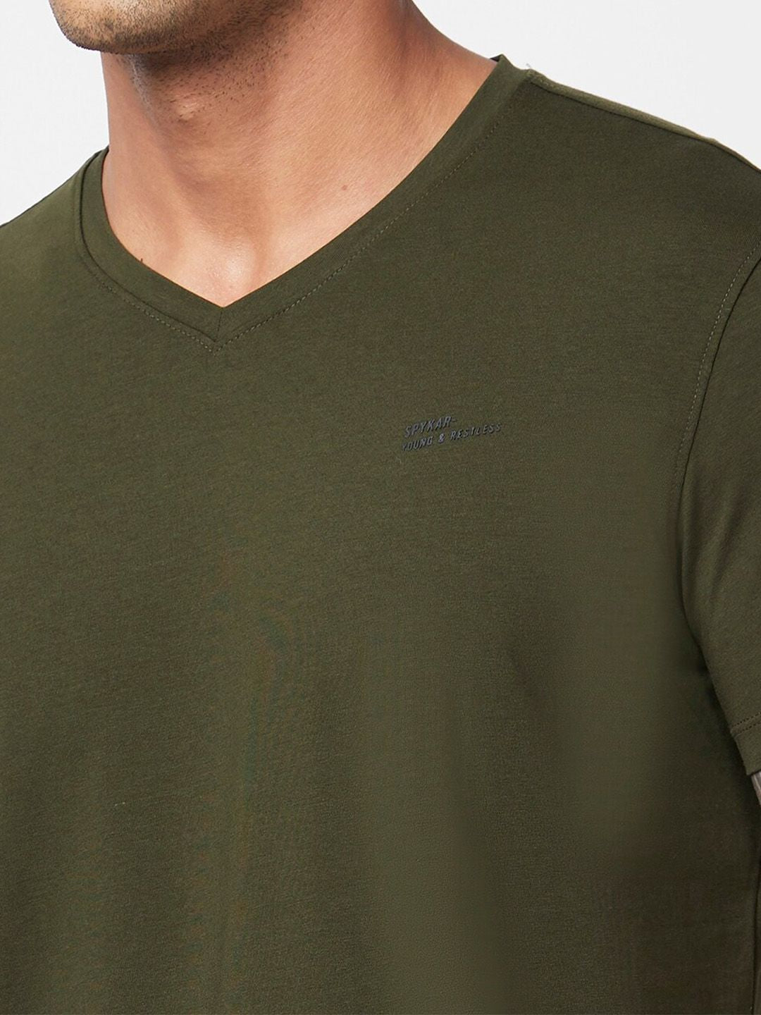 SPYKAR V-Neck Slim Fit Cotton T-shirt