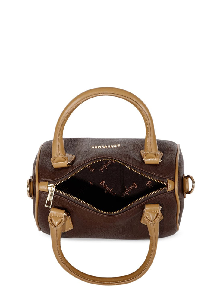 Berrylush Brown Structured Handheld Bag