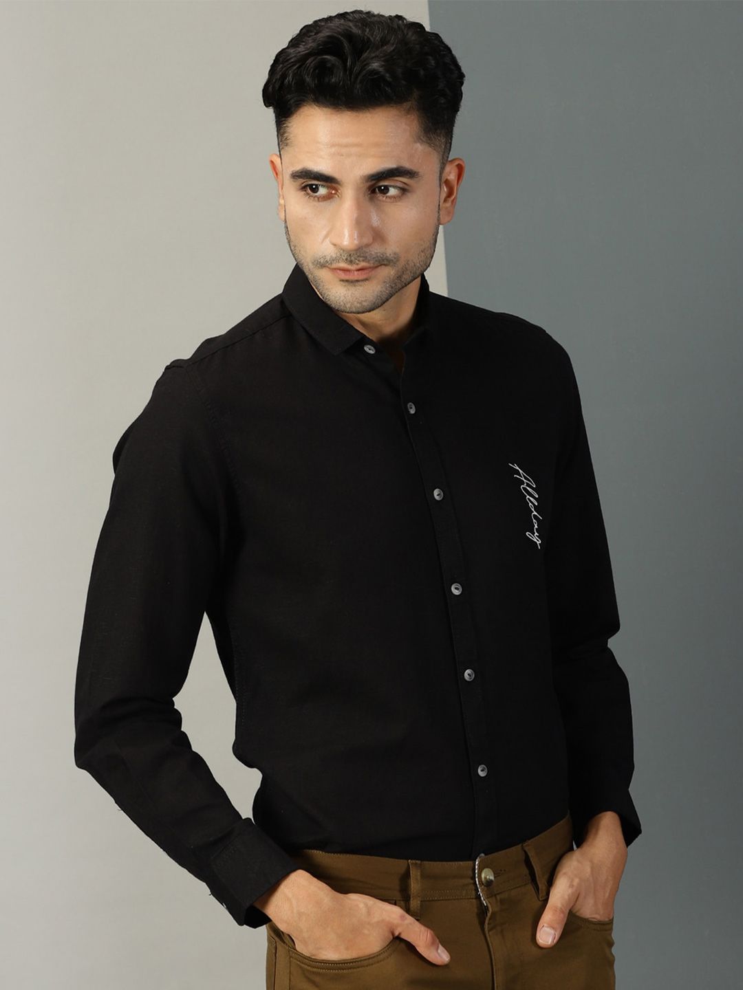 Thomas Scott Typography Printed Classic Regular Fit Casual Shirt