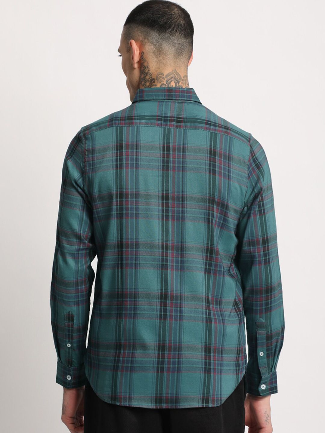 THE BEAR HOUSE Men Checked Slim Fit Button-Down Collar Casual Shirt