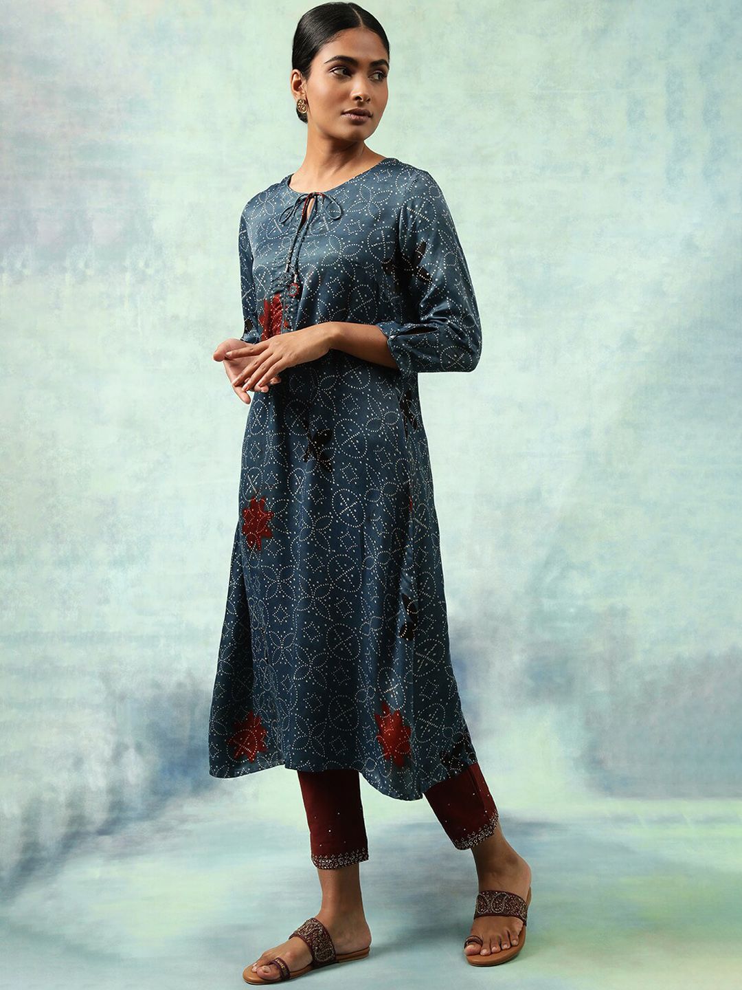 W The Folksong Collection Ethnic Motifs Printed Kurta