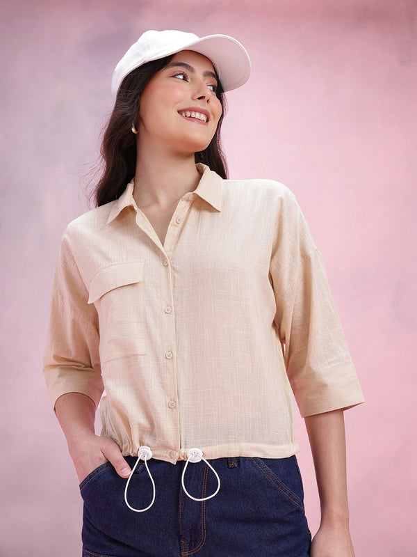 DressBerry Cotton Pocket Detail Casual Shirt With Toggles