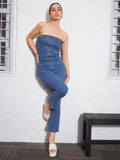 SASSAFRAS Strapless Denim Corset Jumpsuit
